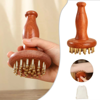 Peigne de massage en laiton à manche en bois avec logo personnalisé, masseur abdominal et corporel complet, outil Gua Sha pour le corps et les méridiens