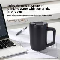 Tazas de Café Portátiles Ecológicas, Taza de Agua de Acero Inoxidable con Logotipo Personalizado Impreso, con Tapa Hermética y Asa para Oficina, Hogar y Escritorio