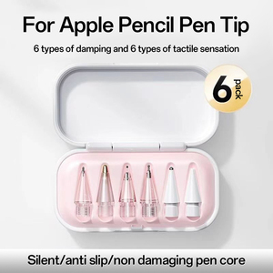Pointes de remplacement pour <span class=keywords><strong>Apple</strong></span> <span class=keywords><strong>Pencil</strong></span> 1ère/2ème génération, 6 pièces/ensemble, pointes transparentes antidérapantes silencieuses, stylet d'écriture fluide avec étui de <span class=keywords><strong>rangement</strong></span> - Product Image 2