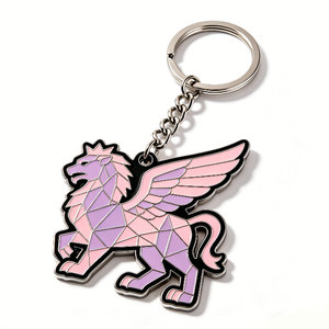 Custom Enamel Zinc Alloy Geometric Animal Design Cute Custom Logo <b>Keychain</b> for Gift - Product Image 4