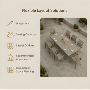 Ensemble de tables et de chaises de salle à manger en <span class=keywords><strong>aluminium</strong></span> imperméable pour restaurant extérieur moderne, pour <span class=keywords><strong>10</strong></span> <span class=keywords><strong>personnes</strong></span> - Product Image 5