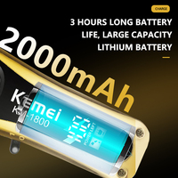 Kemei Km-1800 Tondeuse à Cheveux Professionnelle à Moteur Rapide 5800 tr/min avec Lame en Acier Inoxydable Réglable, Batterie Longue Durée Li-ion 2000 mAh pour Barbiers