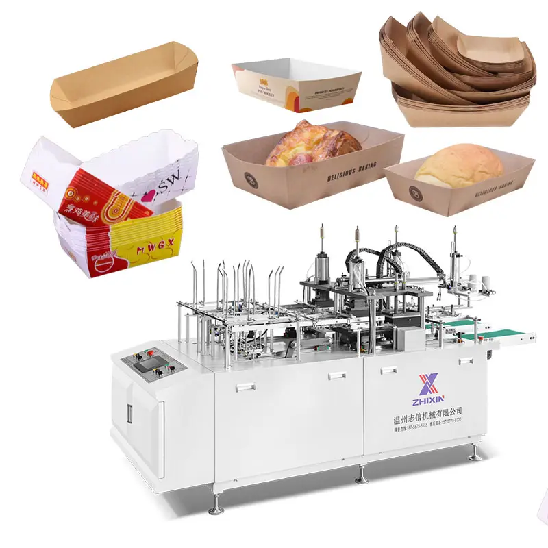 Machines de formage de boîtes en carton à emporter Machine automatique de fabrication de boîtes de plateau de gâteaux à dessert et à cupcakes
