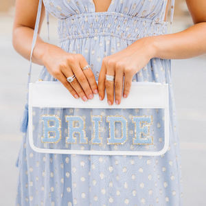 Sac de voyage cosmétique en PVC transparent avec <span class=keywords><strong>fermeture</strong></span> éclair en métal, patchs en chenille personnalisés, pochette à maquillage plate en nylon transparent - Product Image 4