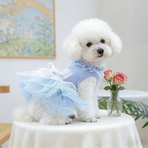 Falda para mascotas, estilo princesa, vestido de tul azul claro, transpirable, para las cuatro estaciones - Product Image 4
