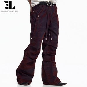 Pantalon en <span class=keywords><strong>jean</strong></span> en velours <span class=keywords><strong>élasthanne</strong></span> <span class=keywords><strong>d</strong></span>élavé et vieilli pour femme, <span class=keywords><strong>avec</strong></span> rivets cloutés et flocage en daim, modèle LARSUR Custom Factory, pour homme et femme - Product Image 3