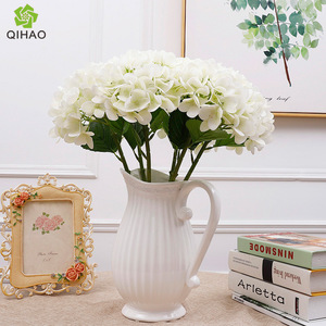 QIHAO <b>Artificial</b> <b>Hydrangea</b> Flowers 50cm With Leaves High Simulation Silk Flower Wedding Decor Bouquet Photo Props - Product Image 4