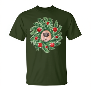 Camiseta con diseño de corona navideña con nariz de perro, regalo navideño para amantes de los perros Golden Retriever - Product Image 2