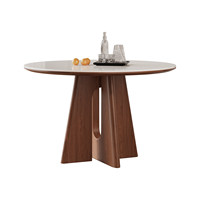 Table à manger de style médiéval, blanche mate, moderne et minimaliste, pour petit appartement, style Wabi-sabi, en bois de noyer massif et dalle de pierre