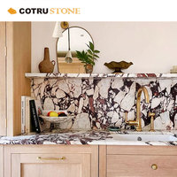 Marbre blanc Calcutta Viola d'Italie, comptoir de salle de bain et de cuisine, table, design moderne, surface polie, grande dalle de pierre, design graphique