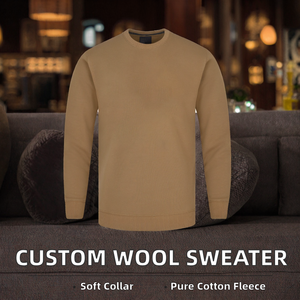 Pull en maille à col rond pour homme, 100 % coton, personnalisé avec logo d'usine, couleur unie, automne, écologique - Product Image 2