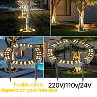 Lampu Cincin Pohon Palem RGBW Outdoor 12W 12V IP67 Tahan Air Dengan Remote Control untuk Pencahayaan Lanskap dan Dekorasi Natal