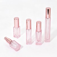 Flacon de parfum en verre de 10 ml, flacon de parfum rose translucide de luxe, flacon pulvérisateur vide pour recharges