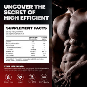 Gomme di Creatina Monoidrato Avanzate OEM con L-Taurina e Vitamina B12, Gusto Naturale di Mirtillo, Integratori Erboristici per il Massimo Fitness - Product Image 2