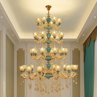 K9 lampu gantung kristal bergaya Eropa, lampu gantung kristal dupleks untuk ruang tamu, dekorasi lampu liontin Hotel lantai tinggi