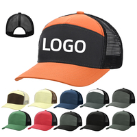 Casquette de sport unisexe de haute qualité à sept panneaux avec logo brodé personnalisé, casquette de camionneur en maille à fermeture snapback