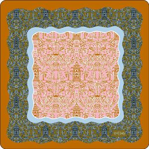 Alas Mahjong Amerika Motif Bebek Pink Unik, Cetakan Pagoda Chinoiserie, Pinggiran Bunga Vintage, Alas Felt Anti Selip - Product Image 3