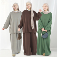 Ensembles musulmans d'hiver pour femmes du Moyen-Orient, tenue modeste en 2 pièces, sweat-shirt en tricot épais, haut et jupe, costume islamique, tenue abaya