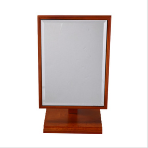 กระจกแต่งหน้าไม้สีแดงคลาเร็ตแบบตั้งโต๊ะ กระจกมองข้างเดียว พับได้ ดีไซน์ไม้เนื้อแข็ง สำหรับผู้หญิงใช้แต่งตัว - Product Image 4