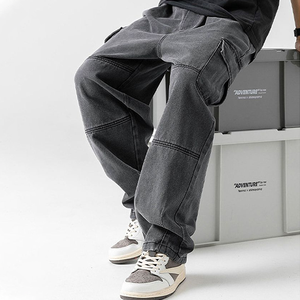 Jeans Cargo Homme Taille Haute Ample Style Urbain Personnalisé Multi-Poches Effet Délavé Vintage – Vente en Gros - Product Image 6