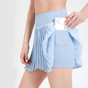 Women's Pleated Sports Mini Skirt With Built-In Shorts Quick Dry Tennis Yoga Skirt Pink Black White Light Blue Solid Color - Product Image 2