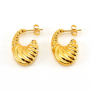 ZOGXIN Gold U-Shaped Huggie Earrings Stainless Steel Geometric Design For Women Fashion Jewelry - Product Image 5