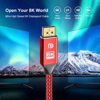 Câble DP Zhongshan LJ 8K 4K avec coque métallique (3 mètres) – Prise en charge 4K 60Hz, haute vitesse, 48 Gbit/s, retour audio