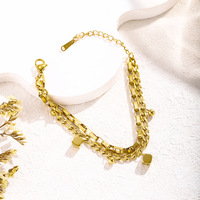 Bracelet en or 18 carats double couche à huit directions, style influenceurs Douyin, pour femmes, accessoire fait main