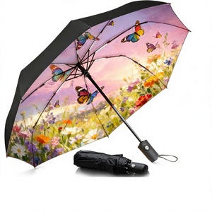<span class=keywords><strong>Parapluie</strong></span> de voyage compact coupe-vent à ouverture/fermeture automatique, pliable, protection UPF50+, imperméable, baleines en fibre de verre, poignée en ABS - Product Image 1