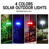 Lampu LED Tenaga Surya 4 Warna dengan Sensor Gerak PIR, Dapat Diisi Ulang via USB, Dapat Diputar 360 Derajat, Lampu Taman Rumput