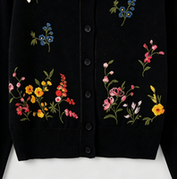 Pull pour femme automne-hiver, manches longues, col rond, cardigan en coton, boutons brodés, cardigan en tricot pour femme