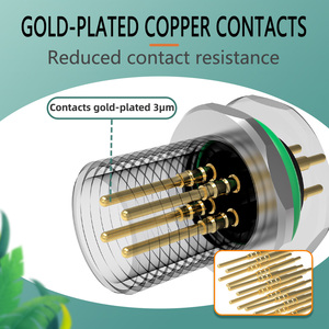 Westsaim không thấm nước IP67 M12 phía trước gắn chặt ổ cắm PCB loại phía sau gắn kết ổ cắm 2-17 pins M12 nam và nữ kết nối - Product Image 3