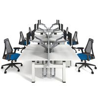 Bureau électrique blanc de conception moderne Poste de travail à 4 pieds réglable en hauteur avec double moteur Fonction extensible pour l'usage au bureau