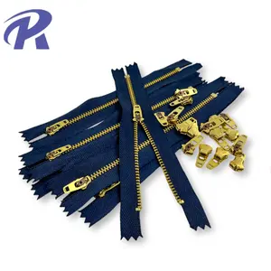 Zipper Custom 3# 5# Close-end Metal Brass Zipper With Auto Lock Slider For Jeans Pants