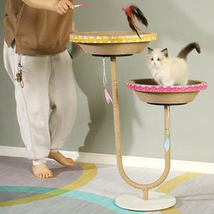 Cama para gatos y árbol rascador combinados, ahorradores de espacio, poste rascador de sisal, nuevo juguete para gatos, juguete para gatos - Product Image 4