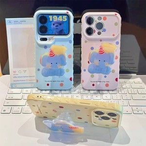 เคสโทรศัพท์กันกระแทก TPU พรีเมียมลายการ์ตูนใหม่ สำหรับ 17 Pro <span class=keywords><strong>Max</strong></span> ลายจุดสีสันสดใส พร้อมขาตั้งรูปช้างน้อย สำหรับ 16 เคสนิ่ม 14 - Product Image 1