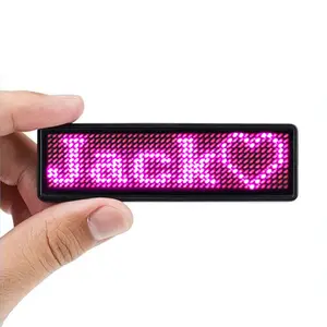 Wholesale wearable magnetic led lights programmable scrolling message blink nameplate