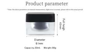 Bán buôn <span class=keywords><strong>30ml</strong></span> chà trong suốt vuông Lotion bao bì Jar với nắp màu đen BB Mặt Kem Jar cho chăm sóc da - Product Image 6