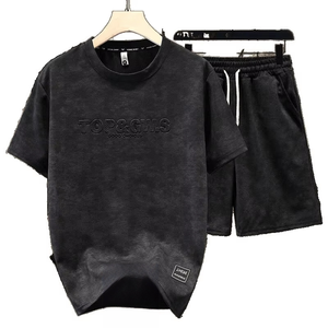 Conjunto de 2 piezas para hombre, camiseta holgada informal de manga corta y pantalones cortos, ropa deportiva diaria a la moda - Product Image 5