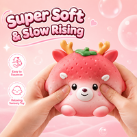 Jouet Squishy SY Grand Cerf Fraise à Remontée Lente, Anti-Stress, à Presser, Réaliste, Mignon, Créatif, en Mousse PU, Sensoriel, Vente en Gros