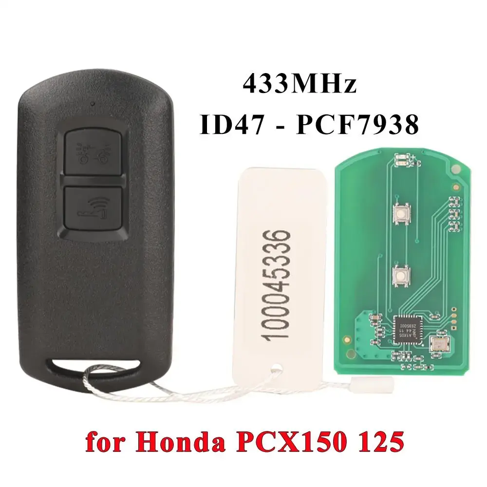 433Mhz ID47 Motocicleta Chave Remota para Ho-nda PCX150 125 2016- Moto 2BTN Smart Keyless Entry Card Aftermarket Fob