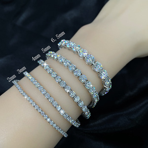 Fabricante de <span class=keywords><strong>Pulseras</strong></span> de Tenis al por Mayor, 2-6.5mm, Plata Pura 925, Diamante Moissanita Grado VVS Certificado GRA, Pulsera de Cadena de Tenis - Product Image 2