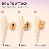 Kabel Data USB C Tipe C ke Tipe C dengan 8 Gaya Figurine Kartun Silikon Lepas Pasang, Kepang, dan Aksesoris yang Dapat Ditukar