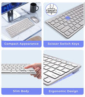 78keys Komputer Portabel Ultra Tipis dengan Tombol Senyap, Keyboard dan Mouse Nirkabel 2.4G Combo