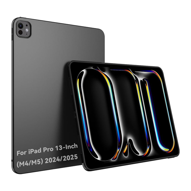 For iPad Pro 13-Inch (M4/M5) 2024/2025 Slim Design Matte TPU Rubber Black Soft TPU Anti-slip Light Weight Protective Cover