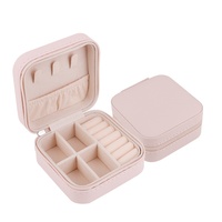 Bague en cuir PU Bijoux Accessoires Set Box Mini Cadeau Portable Bijoux Fermeture Éclair Emballage Boîte