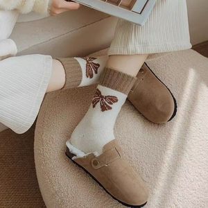 Warm Wool Socks Knee High Thick Fleece Lined Women Autumn Winter Solid Color Preppy Style 4 Pairs <b>Pack</b> - Product Image 2