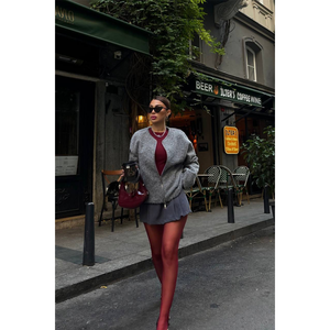 Chemisier en cachemire brodé vintage à fermeture éclair, motif à carreaux et uni, logo personnalisé, taille XL, pour les saisons printemps, été et automne - Product Image 4