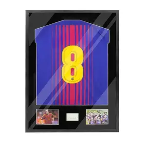 Chất lượng cao bán buôn t Áo sơ mi hiển thị khung với rõ ràng Acrylic Bóng Đá Jerseys khung Wall Mount Tủ Jersey khung