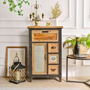 Wholesale Home Living Room Use Farmhouse Rustic Accent Solid Wood Storage Cabinet Vintage Wooden <b>Sideboard</b> 4 Drawers 1 Door <b>ART</b> - Product Image 1